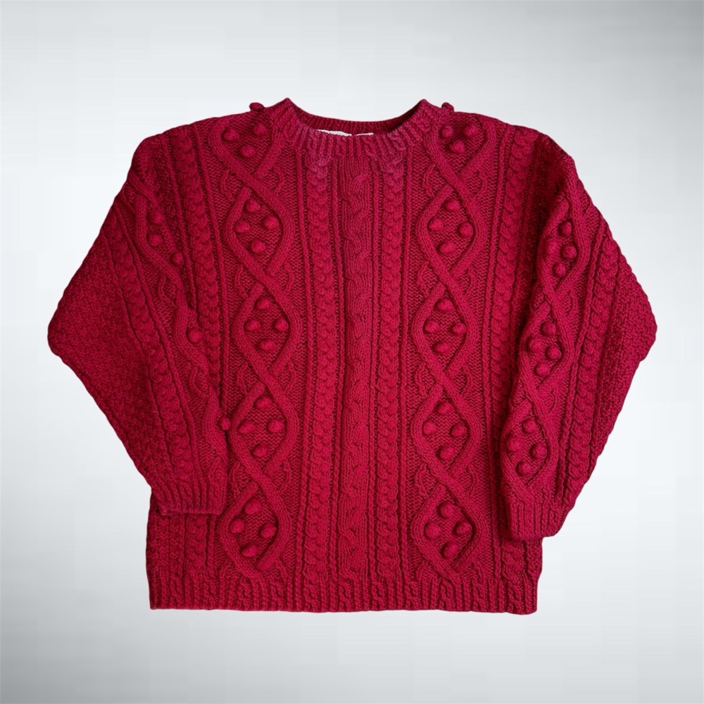 Vintage Red Pom Knit Sweater